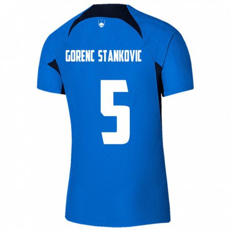 Kandiny Damen Slowenien Jon Gorenc Stankovic #5 Blau Auswärtstrikot Trikot 24-26 T-Shirt