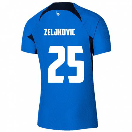 Kandiny Damen Slowenien Adrian Zeljkovic #25 Blau Auswärtstrikot Trikot 24-26 T-Shirt