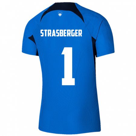 Kandiny Damen Slowenien Tim Strasberger #1 Blau Auswärtstrikot Trikot 24-26 T-Shirt