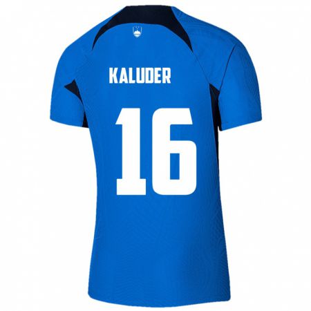 Kandiny Damen Slowenien Grega Kaluder #16 Blau Auswärtstrikot Trikot 24-26 T-Shirt