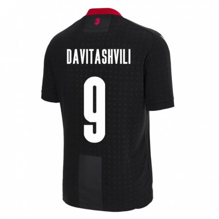 Kandiny Damen Georgien Zuriko Davitashvili #9 Schwarz Auswärtstrikot Trikot 24-26 T-Shirt