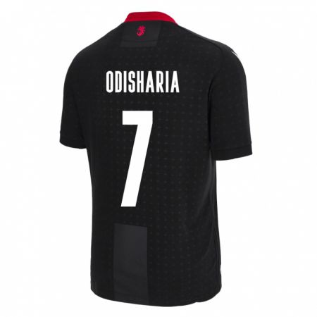 Kandiny Damen Georgien Lasha Odisharia #7 Schwarz Auswärtstrikot Trikot 24-26 T-Shirt