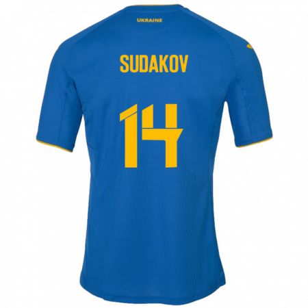Kandiny Damen Ukraine Georgiy Sudakov #14 Blau Auswärtstrikot Trikot 24-26 T-Shirt