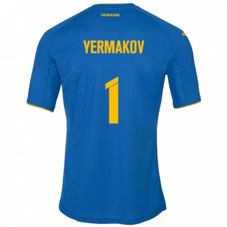 Kandiny Damen Ukraine Georgiy Yermakov #1 Blau Auswärtstrikot Trikot 24-26 T-Shirt