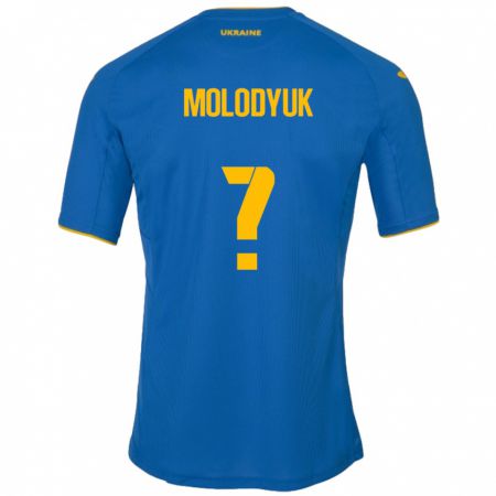 Kandiny Damen Ukraine Yelyzaveta Molodyuk #0 Blau Auswärtstrikot Trikot 24-26 T-Shirt