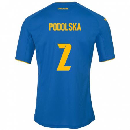 Kandiny Damen Ukraine Iryna Podolska #2 Blau Auswärtstrikot Trikot 24-26 T-Shirt