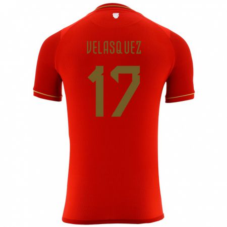 Kandiny Damen Bolivien Jhon Velásquez #17 Rot Auswärtstrikot Trikot 24-26 T-Shirt