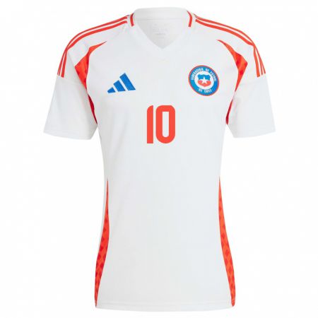 Kandiny Damen Chile Alexis Sánchez #10 Weiß Auswärtstrikot Trikot 24-26 T-Shirt