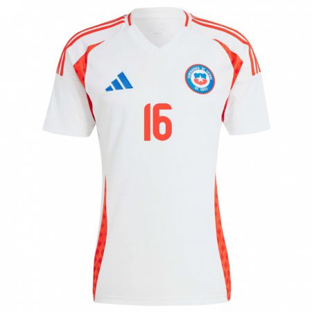 Kandiny Damen Chile Jeison Fuentealba #16 Weiß Auswärtstrikot Trikot 24-26 T-Shirt