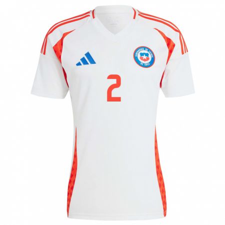 Kandiny Damen Chile Michelle Olivares #2 Weiß Auswärtstrikot Trikot 24-26 T-Shirt