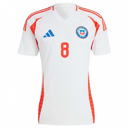 Kandiny Damen Chile Alexander Aravena #8 Weiß Auswärtstrikot Trikot 24-26 T-Shirt