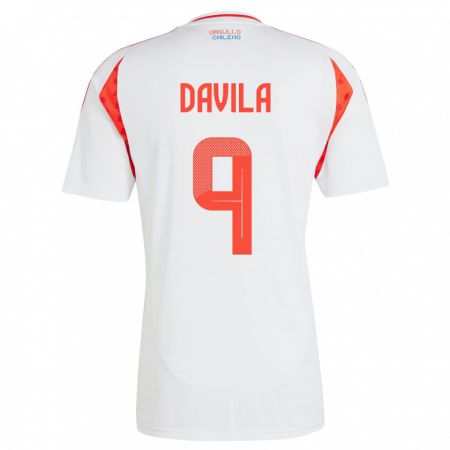 Kandiny Damen Chile Víctor Dávila #9 Weiß Auswärtstrikot Trikot 24-26 T-Shirt