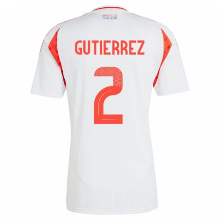 Kandiny Damen Chile Joaquín Gutiérrez #2 Weiß Auswärtstrikot Trikot 24-26 T-Shirt