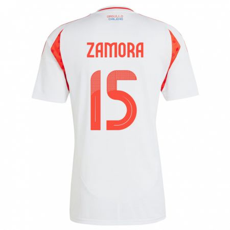 Kandiny Damen Chile Daniela Zamora #15 Weiß Auswärtstrikot Trikot 24-26 T-Shirt