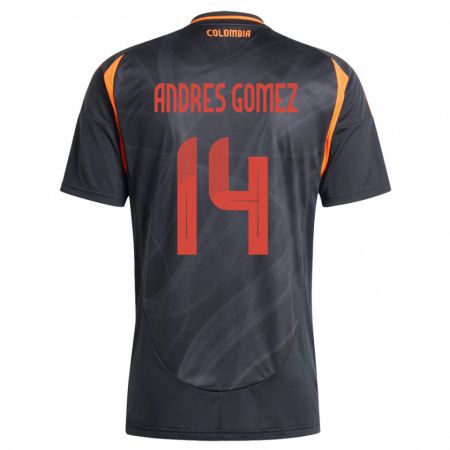 Kandiny Damen Kolumbien Carlos Andrés Gómez #14 Schwarz Auswärtstrikot Trikot 24-26 T-Shirt