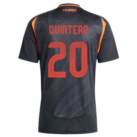 Kandiny Damen Kolumbien Juan Fernando Quintero #20 Schwarz Auswärtstrikot Trikot 24-26 T-Shirt