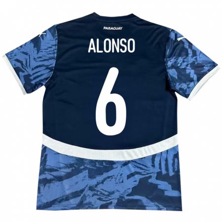 Kandiny Damen Paraguay Júnior Alonso #6 Blau Auswärtstrikot Trikot 24-26 T-Shirt