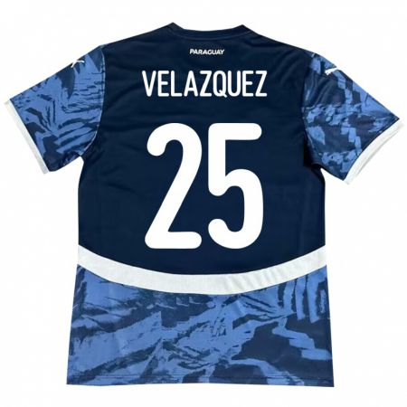 Kandiny Damen Paraguay Gustavo Velázquez #25 Blau Auswärtstrikot Trikot 24-26 T-Shirt