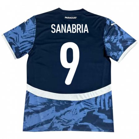 Kandiny Damen Paraguay Antonio Sanabria #9 Blau Auswärtstrikot Trikot 24-26 T-Shirt