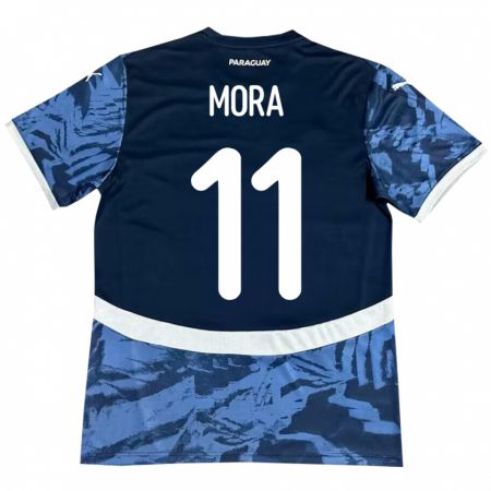 Kandiny Damen Paraguay Jorge Mora #11 Blau Auswärtstrikot Trikot 24-26 T-Shirt