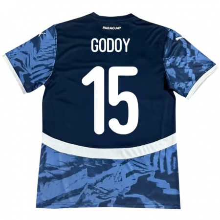 Kandiny Damen Paraguay Fanny Godoy #15 Blau Auswärtstrikot Trikot 24-26 T-Shirt