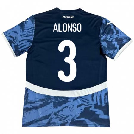 Kandiny Damen Paraguay Lorena Alonso #3 Blau Auswärtstrikot Trikot 24-26 T-Shirt