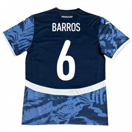 Kandiny Damen Paraguay Natalia Barros #6 Blau Auswärtstrikot Trikot 24-26 T-Shirt