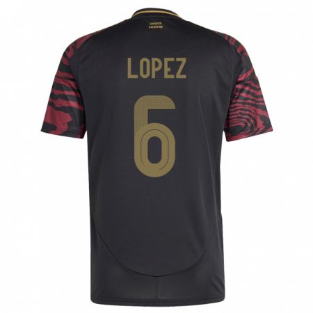 Kandiny Damen Peru Marcos López #6 Schwarz Auswärtstrikot Trikot 24-26 T-Shirt