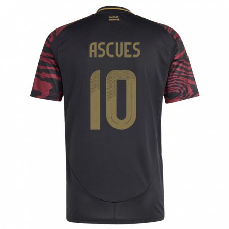 Kandiny Damen Peru Adrián Ascues #10 Schwarz Auswärtstrikot Trikot 24-26 T-Shirt