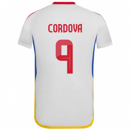 Kandiny Damen Venezuela Sergio Córdova #9 Weiß Auswärtstrikot Trikot 24-26 T-Shirt