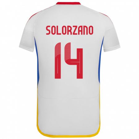 Kandiny Damen Venezuela Fabiola Solórzano #14 Weiß Auswärtstrikot Trikot 24-26 T-Shirt