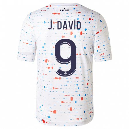 Kandiny Kinder Jonathan David #9 Weiß Auswärtstrikot Trikot 2023/24 T-Shirt