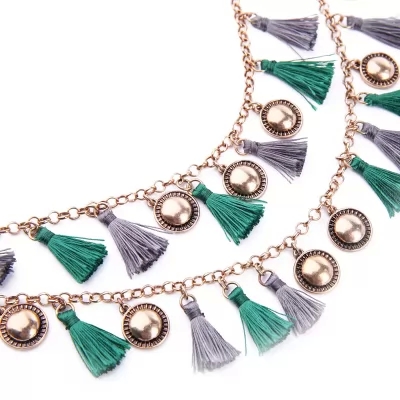 Kandiny - Vintage Alloy Tassel Pendant Multilayer Sweater Necklace