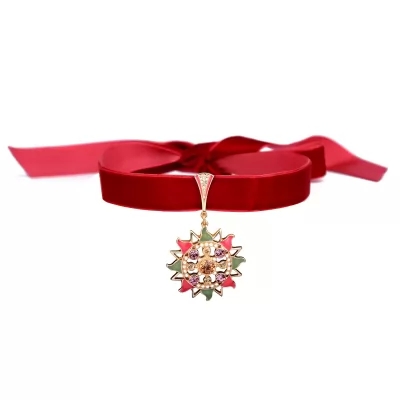 Kandiny - Red ribbon hollow pendant Necklace 01376