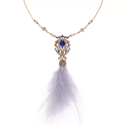 Kandiny - Diamond feather pendant Necklace 01387