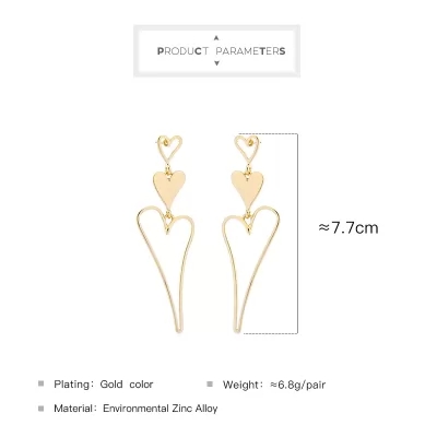 Kandiny - Personality alloy love exaggerated Earrings 00659