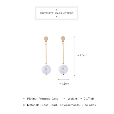 Kandiny - Long glass pearl pendant Earrings 00663