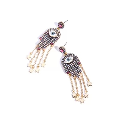 Kandiny - Eyes stars tassel long Earrings 00669