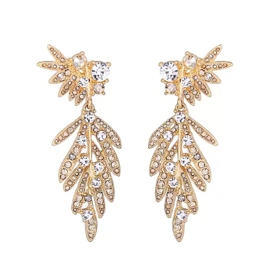 Kandiny - Alloy studded leaf stud Earrings 00854