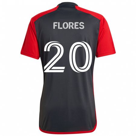 Kandiny Kinder Deybi Flores #20 Grau Rot Heimtrikot Trikot 2024/25 T-Shirt