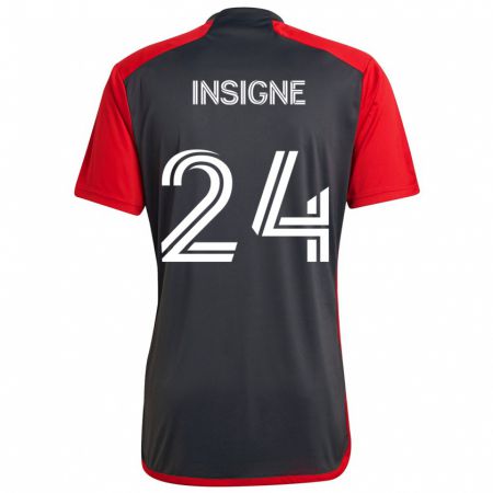 Kandiny Kinder Lorenzo Insigne #24 Grau Rot Heimtrikot Trikot 2024/25 T-Shirt