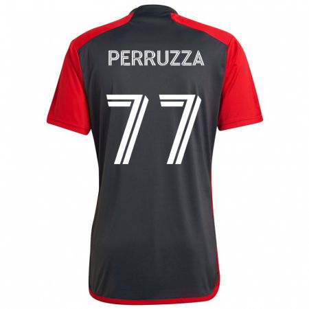 Kandiny Kinder Jordan Perruzza #77 Grau Rot Heimtrikot Trikot 2024/25 T-Shirt