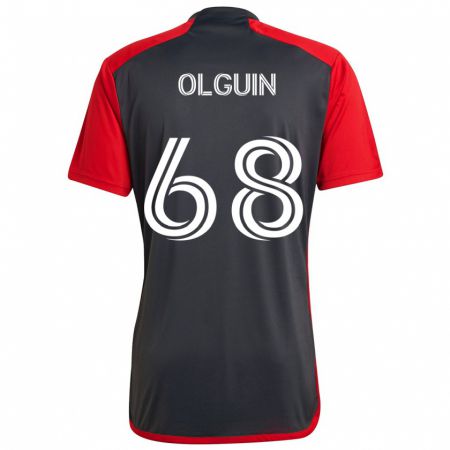 Kandiny Kinder Lucas Olguin #68 Grau Rot Heimtrikot Trikot 2024/25 T-Shirt