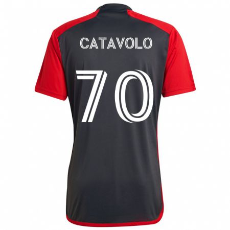 Kandiny Kinder Matthew Catavolo #70 Grau Rot Heimtrikot Trikot 2024/25 T-Shirt