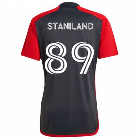 Kandiny Kinder Charlie Staniland #89 Grau Rot Heimtrikot Trikot 2024/25 T-Shirt