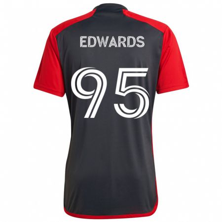 Kandiny Kinder Nathaniel Edwards #95 Grau Rot Heimtrikot Trikot 2024/25 T-Shirt