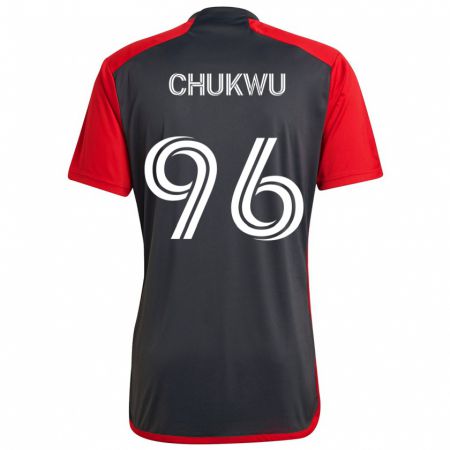 Kandiny Kinder Richard Chukwu #96 Grau Rot Heimtrikot Trikot 2024/25 T-Shirt