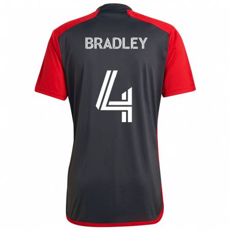 Kandiny Kinder Michael Bradley #4 Grau Rot Heimtrikot Trikot 2024/25 T-Shirt