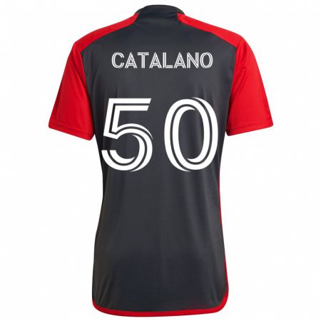 Kandiny Kinder Gianluca Catalano #50 Grau Rot Heimtrikot Trikot 2024/25 T-Shirt