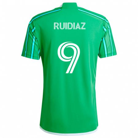 Kandiny Kinder Raúl Ruidíaz #9 Grün Weiß Heimtrikot Trikot 2024/25 T-Shirt